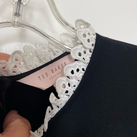 Ted Baker-Blussum Broderie Trim A-Line Dres - Picture 5 of 10